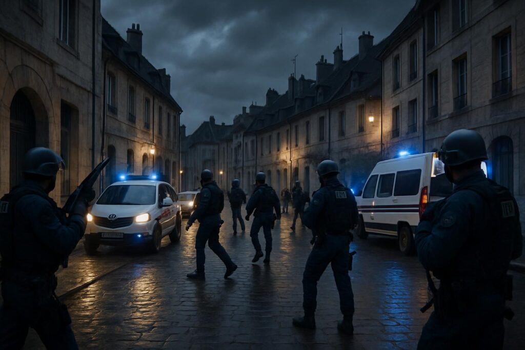 une importante mobilisation policière est en cours à besançon dans le cadre d'une chasse à l'homme visant à capturer un évadé de la prison de dijon. découvrez les faits et les détails de cette opération.